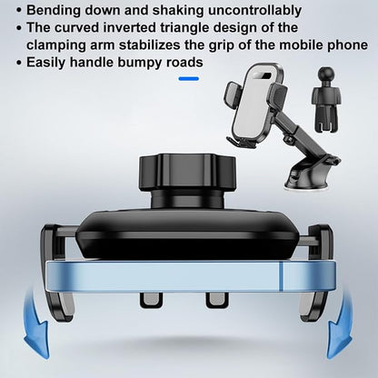 HZEL Car Phone Holder, 2 in 1 Automotive Air Vent Cellphone Stand Mount for Dashboard Windshield, Adjustable Vehicle Interior Smartphone Cradle, Universal for SUV Sedan Trucks(Silicone Surface)