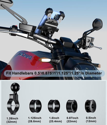 iMESTOU Motorcycle Wireless USB C Charger Phone Mount with Detachable SAE-O Ring Wire, Fits for 5.5"-7.2" Phones with Thickness Up to 15mm, Width ＜93mm, Works with 12-24V Motorcycles