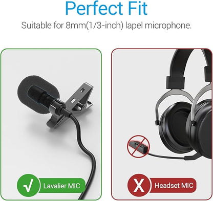 Cubilux Foam Cover for Lavalier Lapel Microphone, Windscreen for Mini Clip-On Lav MIC, 10-Pack 10mm