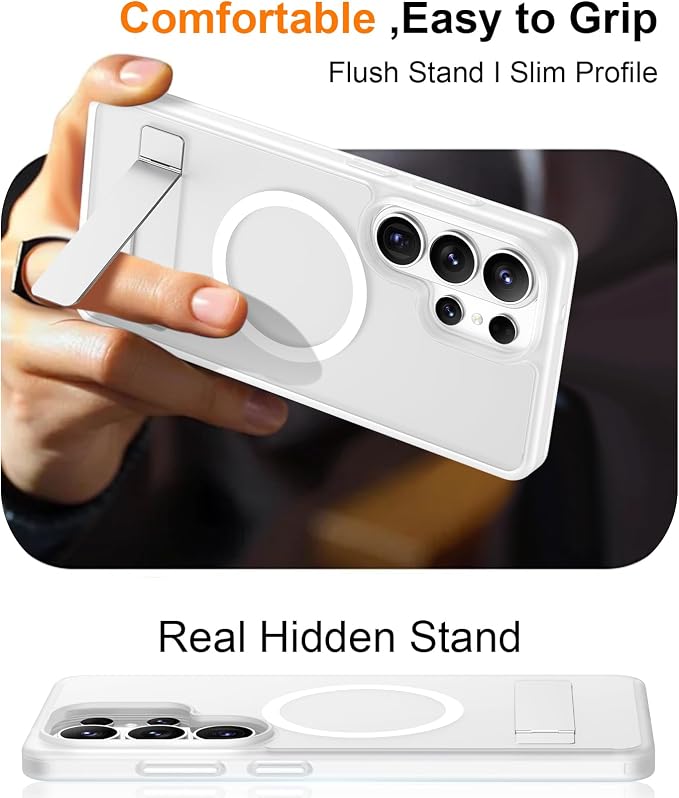 Magnetic for Samsung Galaxy S26 Ultra Case, [Innovate Stand][Military Grade Drop Protection][Non Slip][Translucent Matte] Shockproof Phone Case for Galaxy S26 Ultra 2026 -Clear Matte