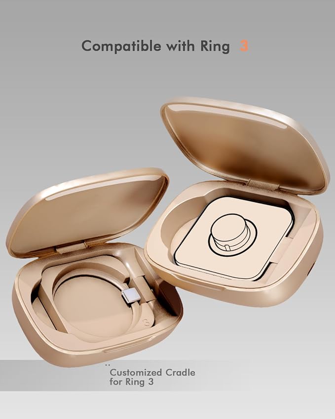 Doohoeek Updated Charging Case Compatible with Oura Ring 4 & 3 Charger, Wireless Power Station Fits Official Chargers & Fit All-Sized Rings Gen 4 & 3 1000mAh (Official Charger NOT Included), Rosegold