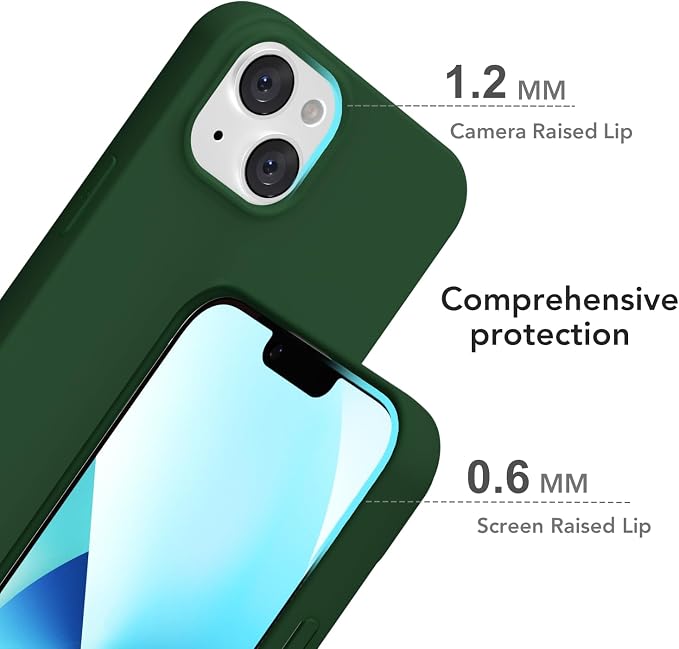 for iPhone 14/ iPhone 13 Case Silicone Compatible with Magsafe Case, Ultra Slim Thin Magnetic Phone Cases Mag Safe, Cute Soft Rubber Gel TPU Matte Wireless Charging Cover for Women, Dark Green