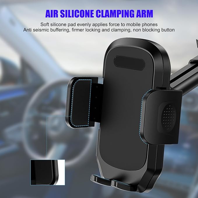 HZEL Car Dash Mount Phone Holder, 360° Adjustable Strong Suction Cup Vehicle Windshield Mobile Phone Mount, Hands Free Automotive Cellphone Stand, Suitable for 1.97-4.33" Smartphone (Black)