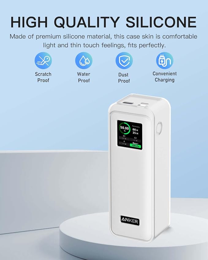 Case Cover for Anker Prime Power Bank 27,650mAh 250W, Full-Body Protective Cover for Anker Prime Power Bank,Drop-Proof,Scratch-Proof,Shock-Proof,Clear