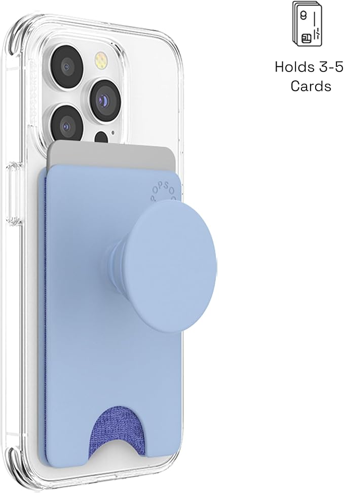 PopSockets Adhesive Phone Wallet and Card Holder with Grip, Light Blue - Cornflower Blue