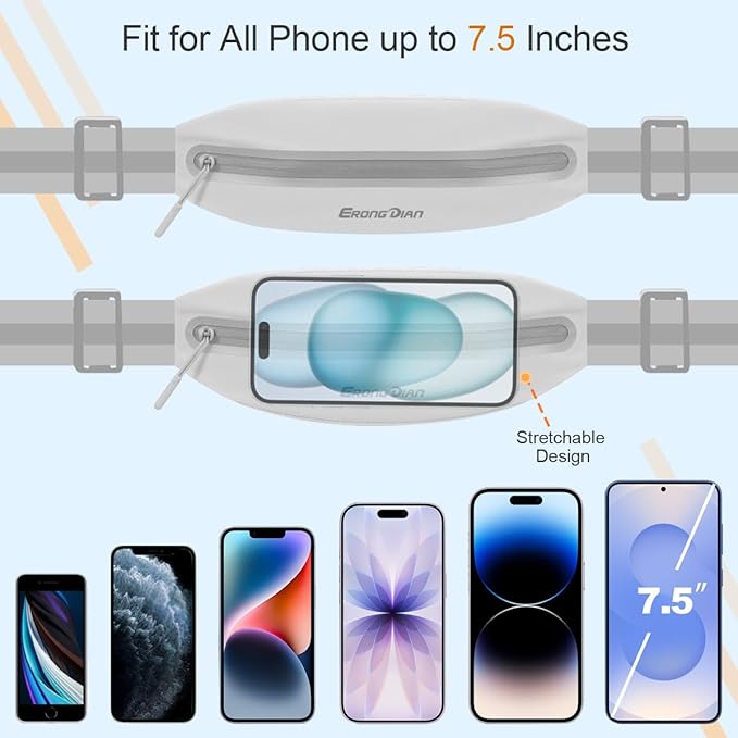 Fanny Pack for Men, Running Belts Waist Pack for Women, Water Resistant Runners Belt Bag, Bounce Free Waist Belt for iPhone Samsung Card Key, Phone Holder for Running Jogging Workout - Grey