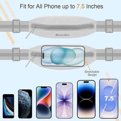 Fanny Pack for Men, Running Belts Waist Pack for Women, Water Resistant Runners Belt Bag, Bounce Free Waist Belt for iPhone Samsung Card Key, Phone Holder for Running Jogging Workout - Grey