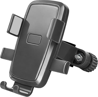Motorcycle Bike Phone Mount, Bike Cell Phone Holder Clip, Bicycle Scooter Handlebar Clamp, for iPhone 17 16 15 14 Pro Max, Galaxy S25 S24 Ultra, 4.7-7" Phones, Black