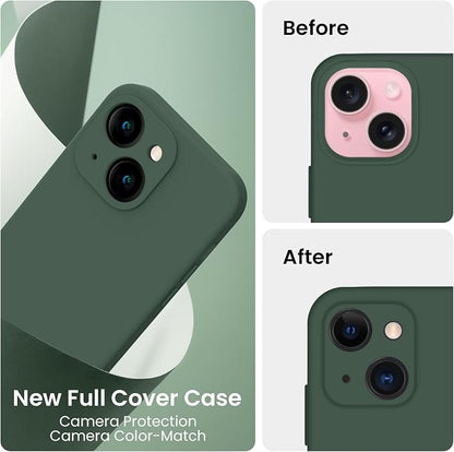 FireNova Designed for iPhone 15 Case, Silicone Upgraded [Camera Protection] Phone Case, Soft Anti-Scratch Microfiber Lining Inside, 6.1 inch, Alpine Green