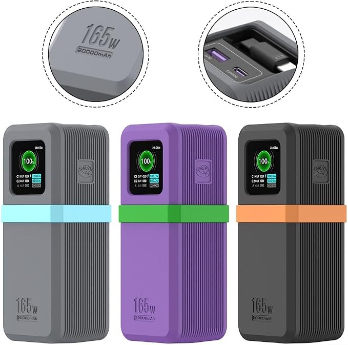 Silicone Protective Cover for UGREEN Nexode Power Bank 20000mAh 165W, Designed to Fit Perfectly While Offering Display Protection and Unhindered Port Access (Black)