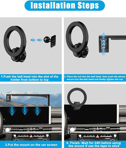 Phone Holder Mount for 2025 2026 Hyundai Tucson/Tucson Hybrid Accessories Accessories Magnetic Car Dash Cell Holder for Most Smartphones with Dash Organizer Auto Interior(for 12.3 Inch Screen)