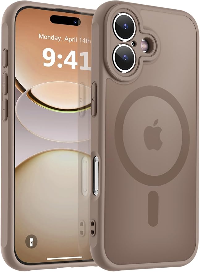 MOCCA Magnetic for iPhone 17 Case, (Compatible with Magsafe) (16FT Military Grade Protection) Full Camera Protection Anti-Fingerprint Slim Translucent Matte Phone Cover 6.3",Brown