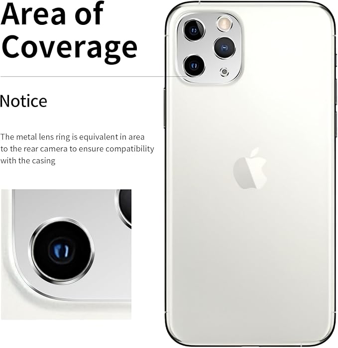 Camera Lens Protector Bumper for iPhone 12 Pro,No Glass Flat Design, Silver