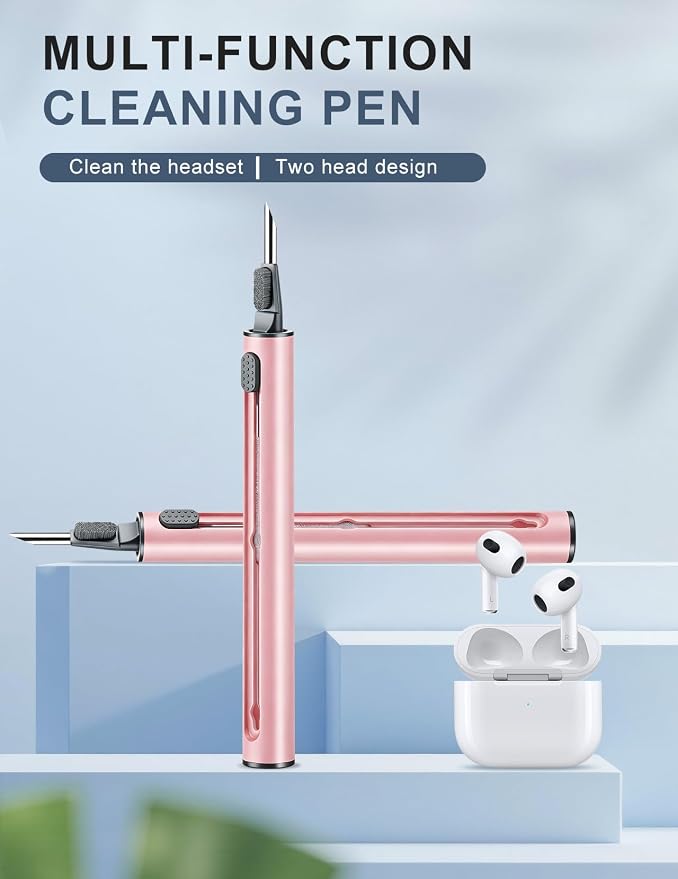 Cleaner Kit for Airpods, Earbuds Cleaning kit for Airpods Pro 1 2 3, Phone Cleaner kit with Brush for Bluetooth Earbuds Cleaner, Wireless Earphones,iPhone,Laptop, Camera (Pink)