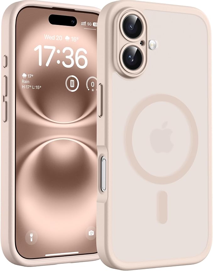 TOCOL for Phone 16 Case, Compatible with Magsafe Charger, Full Camera Protection, Drop Protection, Translucent Matte Phone Case for iPhone 16 6.1 inch (Desert)