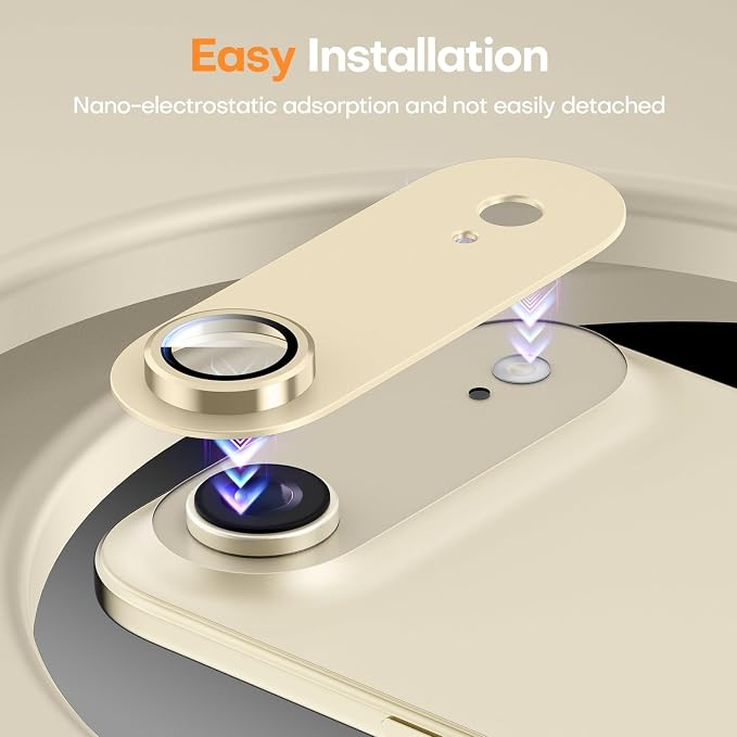 Jeluse Compatible with iPhone Air Camera Lens Protector, Strong Adhesion Full Coverage Metal Aluminum Alloy Ultra Clarity Tempered Glass Camera Screen Protector