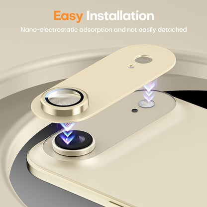 Jeluse Compatible with iPhone Air Camera Lens Protector, Strong Adhesion Full Coverage Metal Aluminum Alloy Ultra Clarity Tempered Glass Camera Screen Protector
