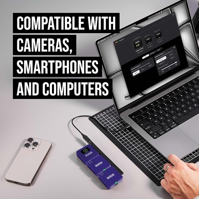 RØDE Wireless GO (Gen 3) – Compact Wireless Mic – Pristine Audio, 32-bit Float Recording, Automatic Level Control, for Phones, Cameras and Computers (Purple)