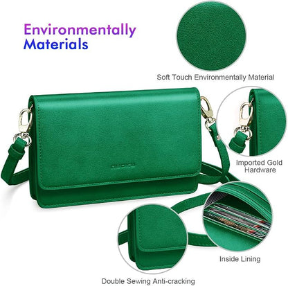 nuoku Women Small Crossbody Bag Cellphone Purse Wallet with RFID Card Slots 2 Straps Wristlet