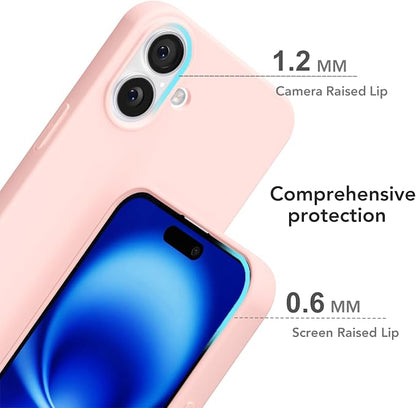 for iPhone 16 Case Silicone Compatible with Magsafe Case, Ultra Slim Thin Magnetic Phone Cases Mag Safe, Cute Soft Rubber Gel TPU Matte Plain Wireless Charging Cover for Women, Light Pink