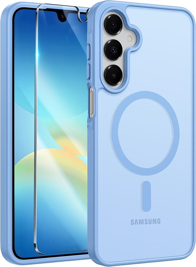FNTCASE for Galaxy A26 5G Phone Case: Magnetic Matte Translucent Military Grade Drop Protection Cell Phone Cover - Slim Rugged Durable Shockproof Protective for Samsung A26 Cases - Light Blue