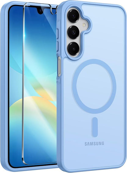 FNTCASE for Galaxy A26 5G Phone Case: Magnetic Matte Translucent Military Grade Drop Protection Cell Phone Cover - Slim Rugged Durable Shockproof Protective for Samsung A26 Cases - Light Blue