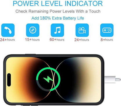 Battery Case for iPhone 14 Pro Max,10800mAh Portable Protective Charging Case with Wireless Charging Compatible for iPhone 14 Pro Max (6.7 inch) Extended Battery Pack Charger Case with Carplay (Black)