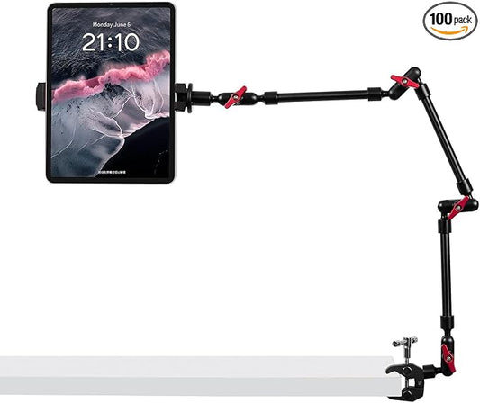 Adjustable Articulating Magic Arm with Clamp and Phone Holder Clip for Desk Mount, Desk Stand, Cell Phone Tripod