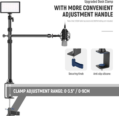 NEEWER Camera Desk Mount with Overhead C Amera Mounting Arm and 1/4" Ball Head, 17" - 41" Adjustable Tabletop Light Stand with C Clamp for DSLR Camera, Ring Light, Webcam, Photo Video Shooting