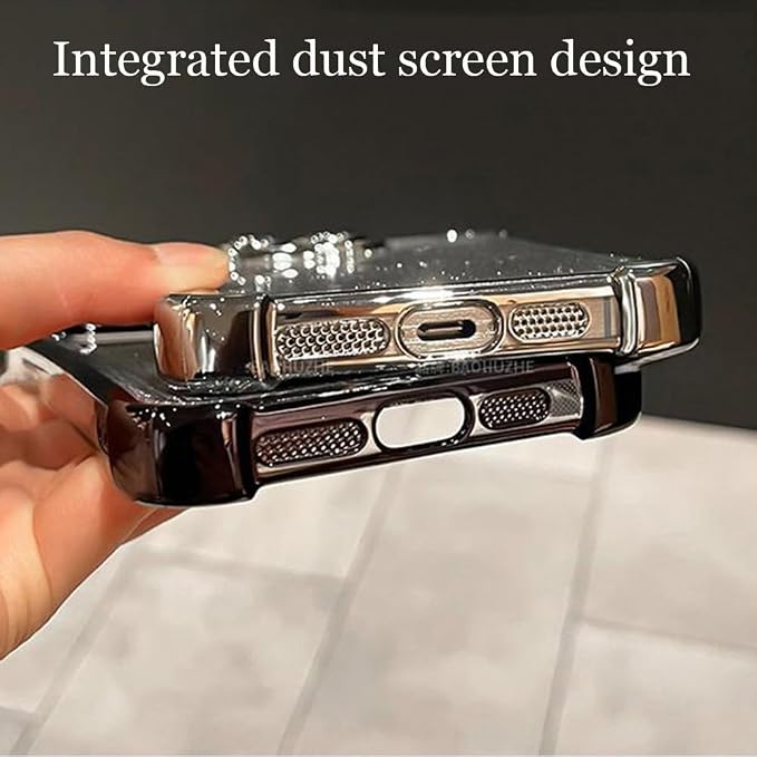 for iPhone Four Corners Airbag Drop Protection Magnetic Stand Case, Water Ripple Phone Case, for iPhone 16/15/14/13/12/11Pro Max (Black,for iPhone 16Pro)