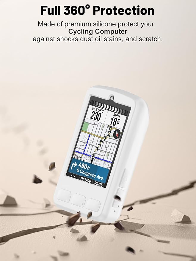 Silicone Protective Case for Wahoo ELEMNT Bolt V3 Cycling Computer, Full-Body Protective Cover with Precise Cutout, Shockproof Dustproof Protector Sleeve & Scratch-Resistant Sleeve (White)