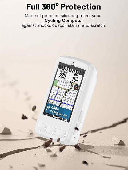 Silicone Protective Case for Wahoo ELEMNT Bolt V3 Cycling Computer, Full-Body Protective Cover with Precise Cutout, Shockproof Dustproof Protector Sleeve & Scratch-Resistant Sleeve (White)