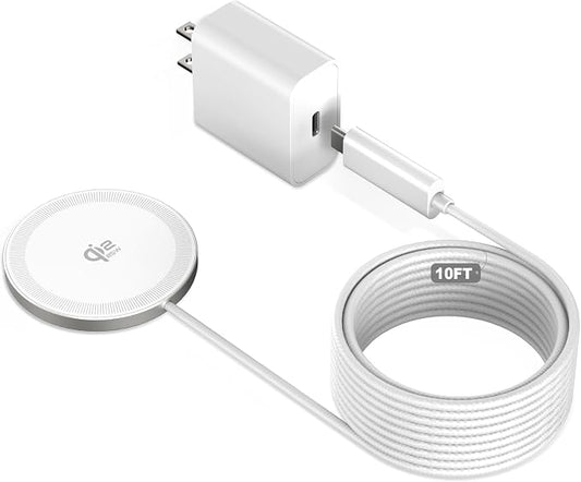 25W Magnetic Wireless Charger, 10FT Fast Charging Pad Qi2.2 Wireless Charge for iPhone 17 16 /AirPods3/2/Pro/for Galaxy S26 Ultra/Pixel 10 Series, Portable Charger for Desk& Travel(1Pack,White)