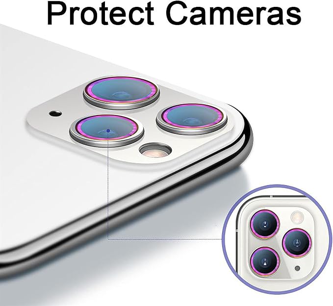 SUWEI Camera Lens Protector for IPhone 12 Pro,6.1 inch, Aluminum Alloy Lens Screen Stiker Cover Film,Screenprotector Lens Shield, Bright Shiny Color. (12Pro)
