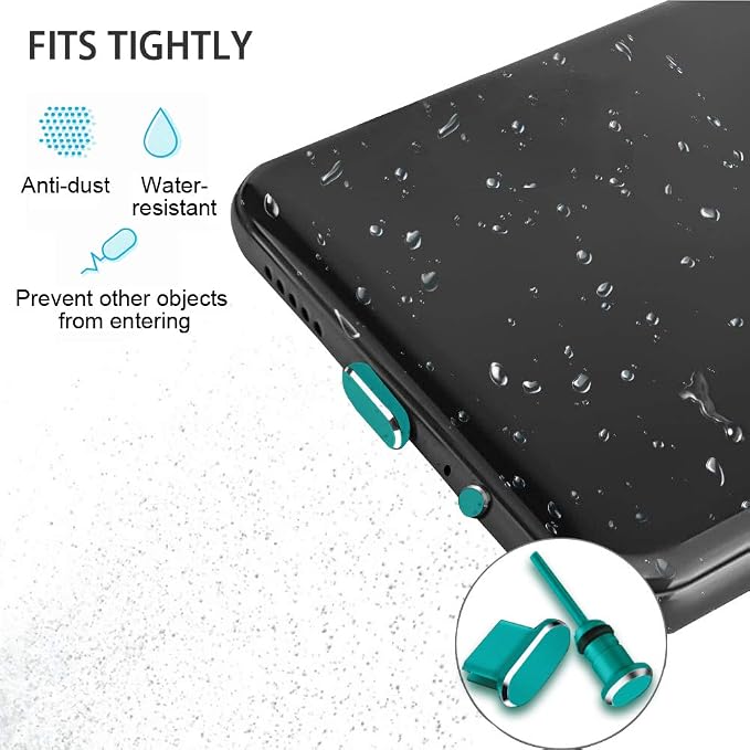 USB C Port Cover Plugs Metal Anti Dust Cap Protectors 2 PCS for Smartphone MacBook Pro Air Laptop Charging Port with SIM Card Removal Pin Compatible with Samsung Galaxy S24 S23 S22 S21 (Green)