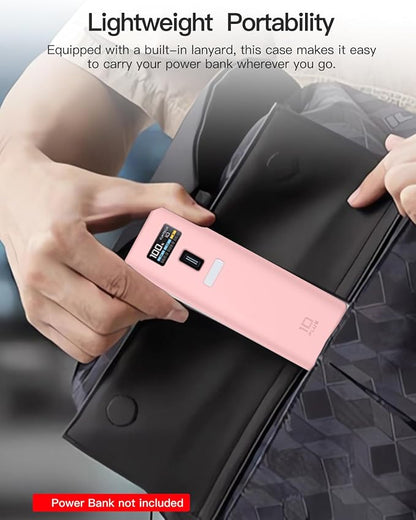 Case Cover for CUKTECH 10 Power Bank 10000mAh, Full-Body Protective Cover for CUKTECH NO.10 Power Bank,Drop-Proof,Scratch-Proof,Shock-Proof,Pink