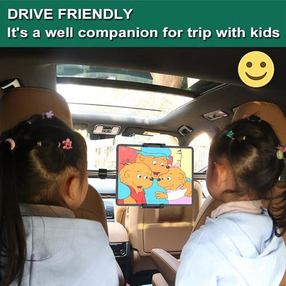 woleyi Car Tablet Mount, Headrest Tablet Holder for 4.7-13 in iPad Smartphone, Car Back Seat Between Tablets Stand for iPad Pro Air Mini, Samsung Tab, Fire HD, Long Road Trip Essentials for Kids