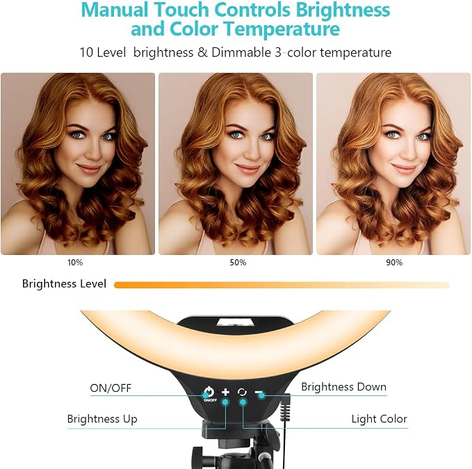 Sensyne 14" Ring Light with Tripod Stand, LED Circle Light with Phone Holder, for Photo Selfie, Video Recording, Zoom Meeting (Pack of 2)