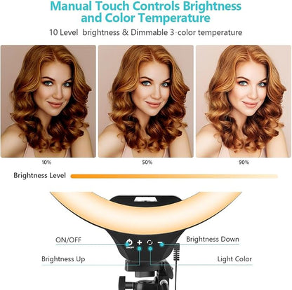Sensyne 14" Ring Light with Tripod Stand, LED Circle Light with Phone Holder, for Photo Selfie, Video Recording, Zoom Meeting (Pack of 2)
