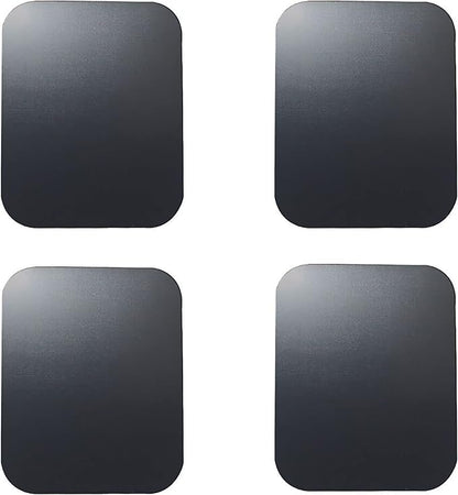 SALEX Replacement Metal Plates Set for Magnetic Car Phone Holder, Wall & Air Vent Mount, Cases, Magnets. Kit of 4 Black Rectangular Iron Discs Without Holes. 3M Adhesive Backing. Steel Sheets, 4 Pack.