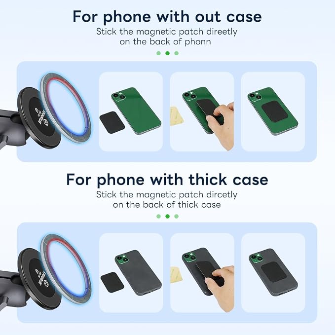 FANAUE SC-03T Magnetic Car Mount Compatible with RAM Mounts B Size 1" Ball Head and Motorcycle Phone Mount, Magnetic Car Phone Holder Can Install on Car Accessories Dashboard for 4.7-7.5" Smartphone.