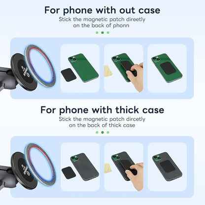 FANAUE SC-03T Magnetic Car Mount Compatible with RAM Mounts B Size 1" Ball Head and Motorcycle Phone Mount, Magnetic Car Phone Holder Can Install on Car Accessories Dashboard for 4.7-7.5" Smartphone.
