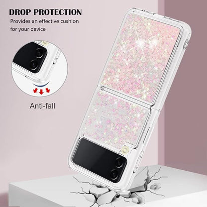 Galaxy Z Flip 4 5G Liquid Floating Case, Galaxy Z Flip 4 Bling Cases, Liquid Floating Sparkle Colorful Glitter Waterfall Soft TPU Protective Shockproof Case Compatible with Samsung Galaxy Z Flip 4