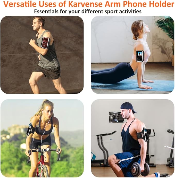 Phone Holder for Running w/Earphone Bag, Karvense Phone Arm Bands for Running&Gym& &Workout&Jogging, Cell Phone Armband for iPhone 17 Pro/17/16 Pro/16/15/15 Pro/14, Samsung Galaxy, etc-6.3''