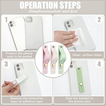 Weewooday 6 Pieces Phone Grip Holder Cell Phone Grip Strap Telescopic Finger Strap Stand Universal Finger Kickstand for Most Smartphones(Mint, White, Light Purple)