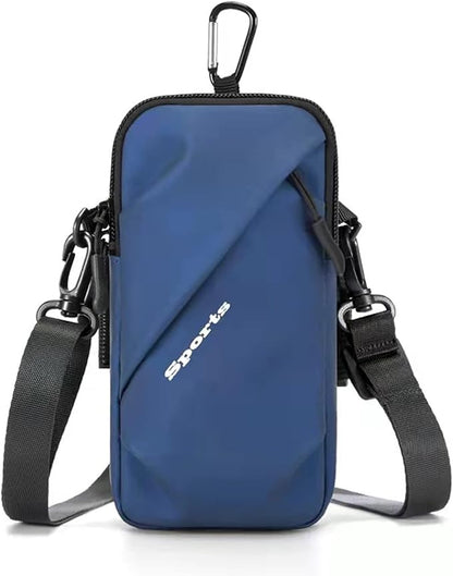 Prime Comfort Phone Holder Armband, Small Crossbody Shoulder Holsters Bag with Arm Band, Fits iPhone and Android, Use for Running, Walking, Hiking & Biking (6.7 Inches, Blue)