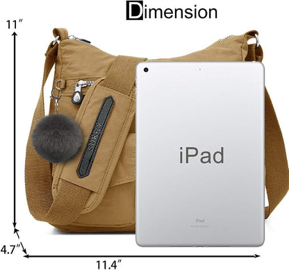 SUKRY Nylon Crossbody Bag for Women with Anti theft RFID Pocket, Waterproof Shoulder Bag Travel Purses and Handbag