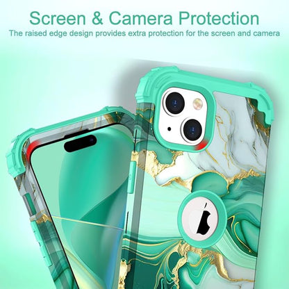 Hocase for iPhone 15 Case, Heavy Duty Shockproof Protection Soft Silicone Rubber Bumper+Hard Plastic Hybrid Protective Case for iPhone 15 (6.1" Display) 2023 - Mint Green