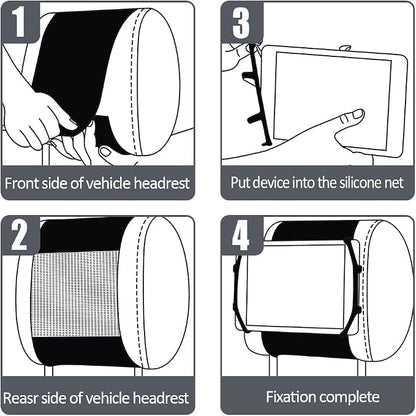 Phone Holder Car, Truck Tablet Headrest Mount, Universal Car iPad Holder with Silicone Net for All Kindle Fire, iPhone and Tablet with - Black (Small Silicone Net (3.5''-7.5''))