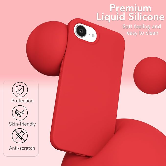 for iPhone 17e 16e Case Silicone Compatible with Magsafe Case, Ultra Slim Thin Magnetic Phone Cases Mag Safe, Cute Soft Rubber Gel TPU Matte Plain Wireless Charging Cover for Women, Red